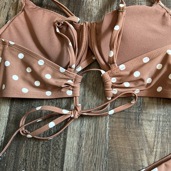 Mocha colored Bikini with Polka Dots in EUC - Picture 3 of 4
